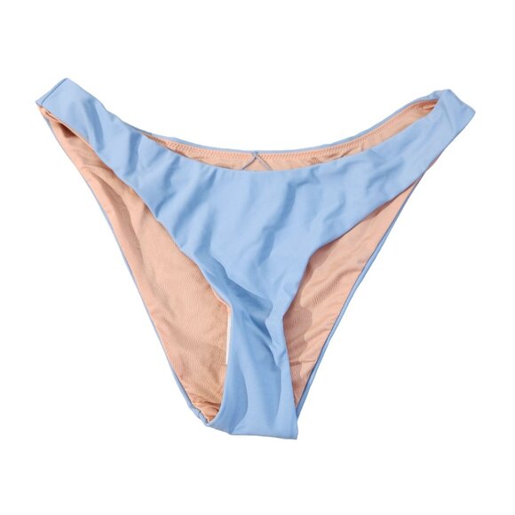 J. Crew Light Blue Curved Waist Cheeky Bikini Bottom New With Tags Womens Size M - Picture 1 of 15